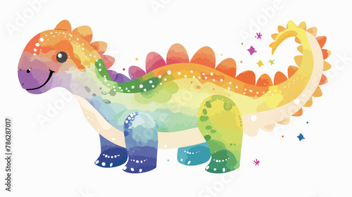 Cute dinosaur in rainbow colors. Vector illustration Illustration © Tech