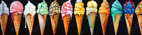 ice-cream in waffle cones