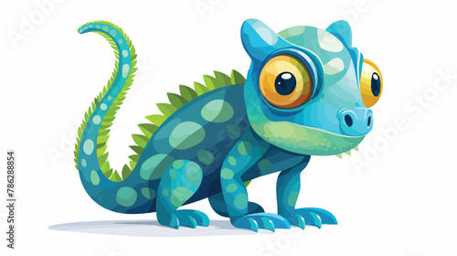 Cute happy chameleon lovely little animal character lo © Tech