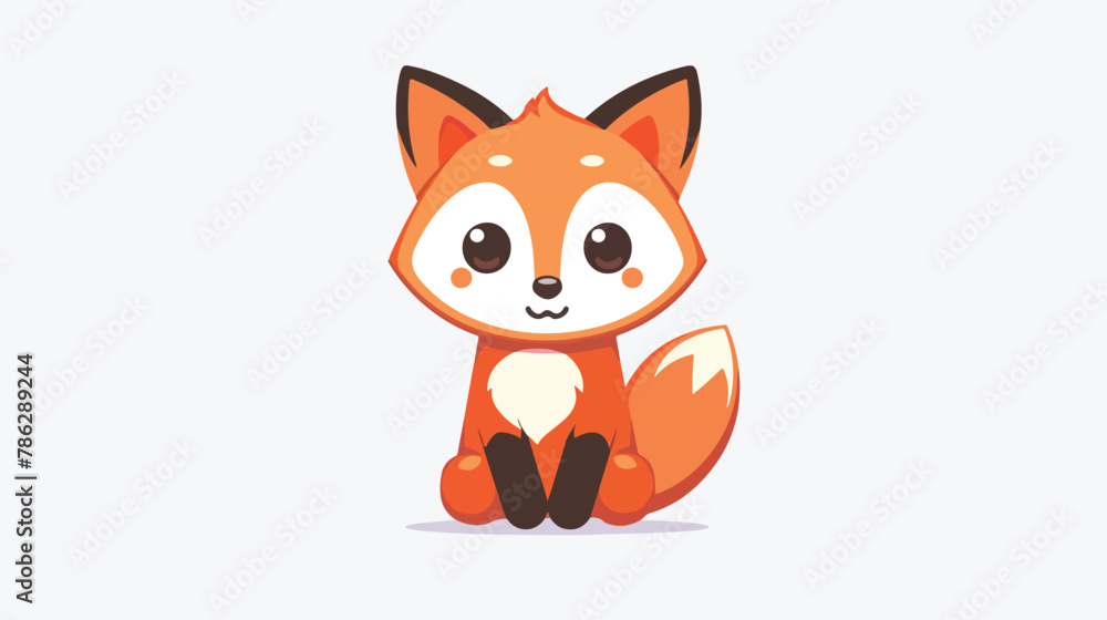 Cute happy Playful baby fox with big eyes Vector Logo