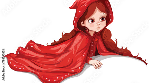 Cute little red riding hood isolated on white Vector Illustration