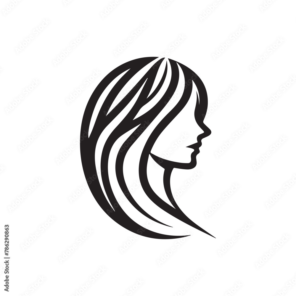 Concept for a women's hair logo design. Template for a hair logo. Template for a hair fashion logo