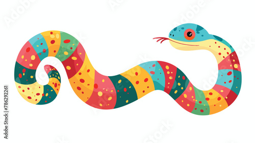 Cute snake sock toy on white background flat vector is