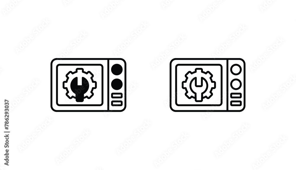 Microwave Oven icon design with white background stock illustration