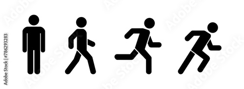 Man stands, walk and run icon set . People symbol . Vector illustration