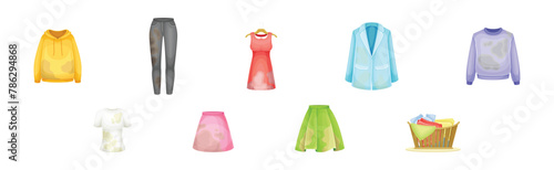 Dirty and Spotted Clothing Item and Apparel Vector Set