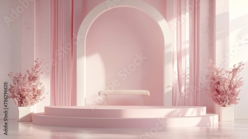 The backdrop for a beauty fashion luxury product display. It is rendered in 3D.