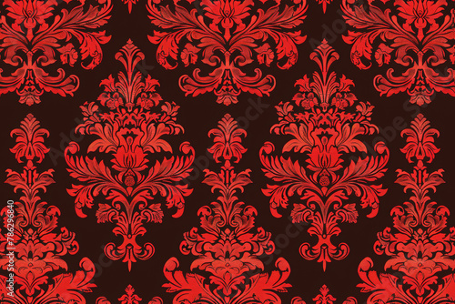 Brocade style colorful fabric pattern close image.