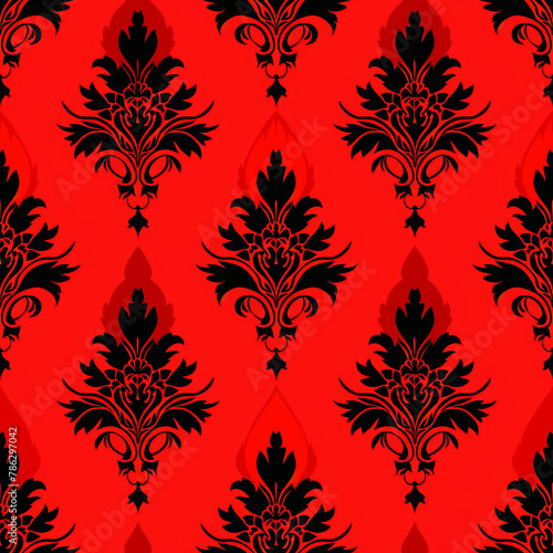 Brocade style colorful fabric pattern close image.