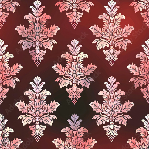 Brocade style colorful fabric pattern close image.
