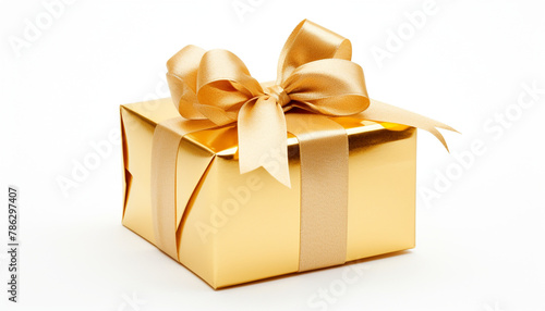 gold package, mail, package, isolated, png, white background, shot from above сreated with Generative Ai
