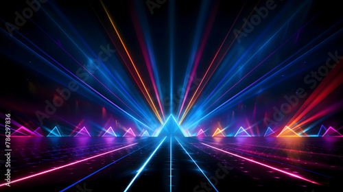 Digital technology black background color laser light abstract pattern poster web page PPT background