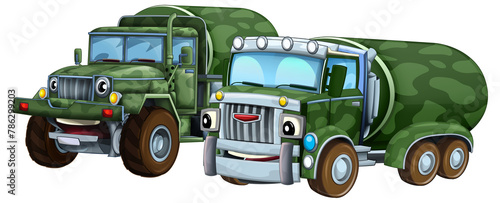 cartoon scene with two military army cars vehicles theme isolated background illustration for children