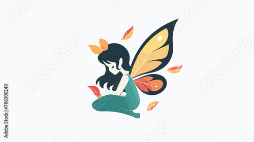 Fairy logo with little fairy on white background Illustration