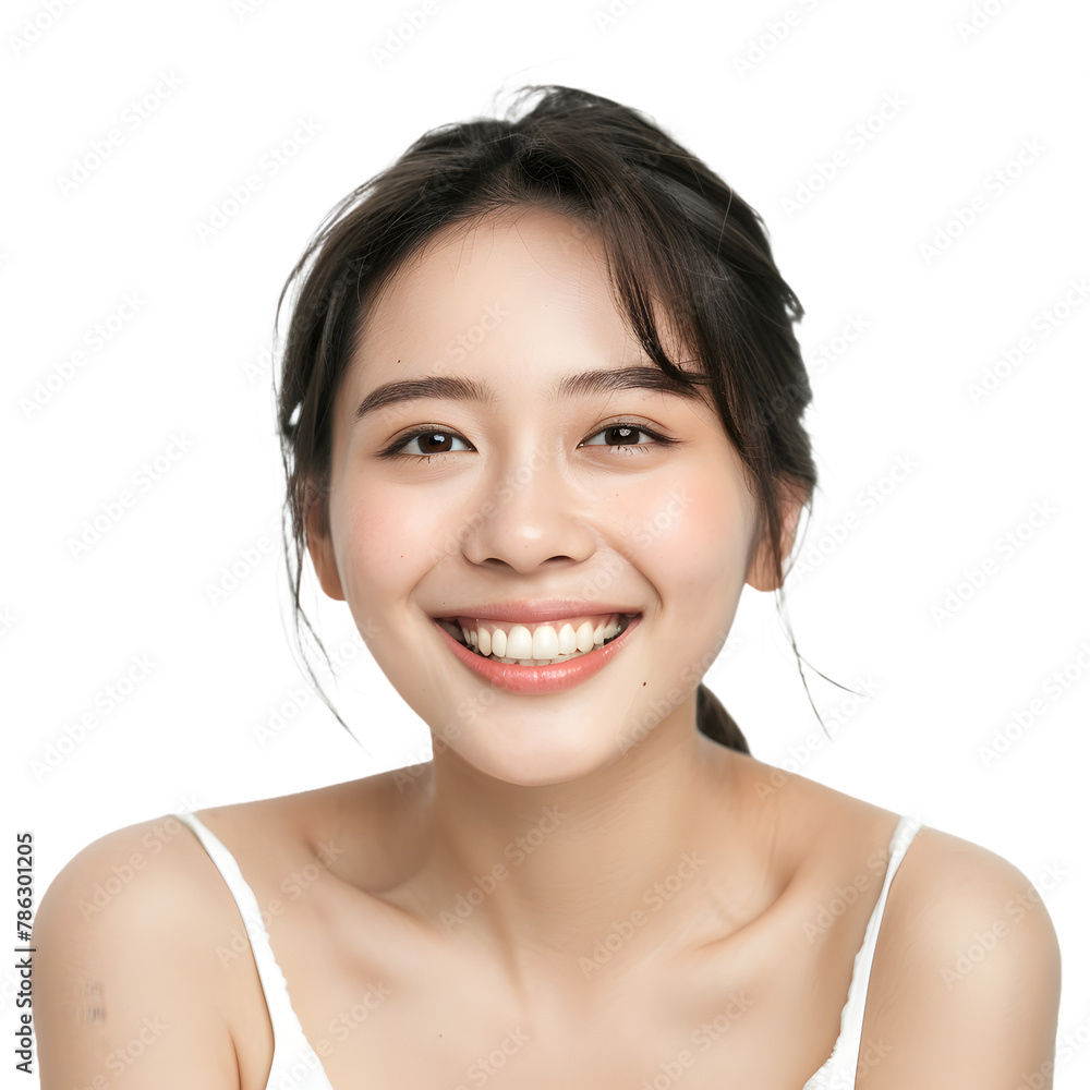 Pretty Asian woman smiling isolated on a transparent PNG background, white background , Generative Ai Pretty Asian woman smiling isolated on a transparent PNG background, white background , Generative Ai