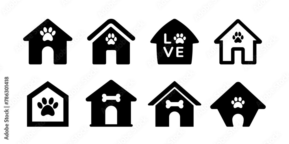 Doghouse icon set. Dog house vector illustration. Pet home icon vector or Pet house