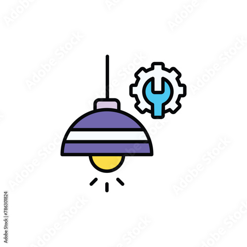 Ceiling Lamp icon design with white background stock illustration