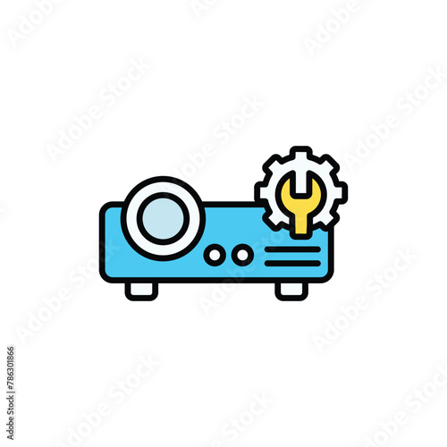 Projector icon design with white background stock illustration