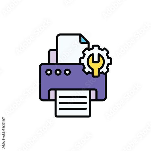 Printer icon design with white background stock illustration
