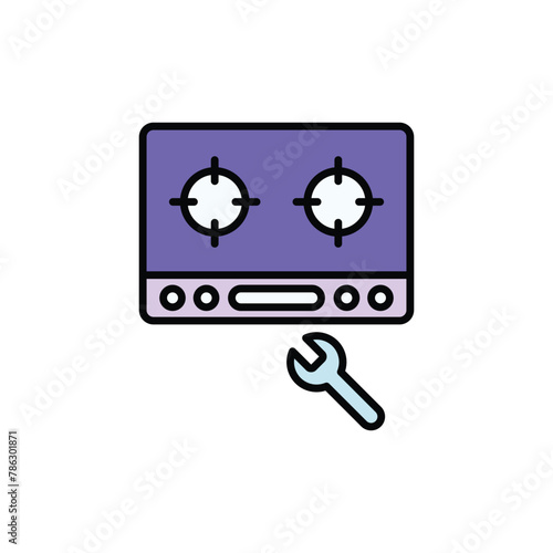 Electric Stove icon design with white background stock illustration