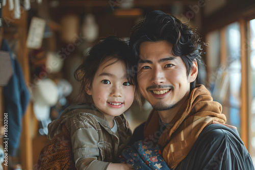 mom, dad, and son of Japanese family. joyful and happy human feeling in worm Japanese environment. Japan Asian happy family, Person photo, a reality photography.