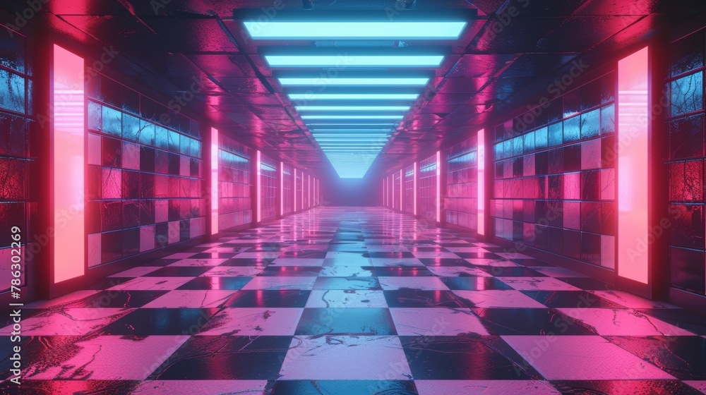 Retro wave virtual background for TV shows or technology events. 3D ...