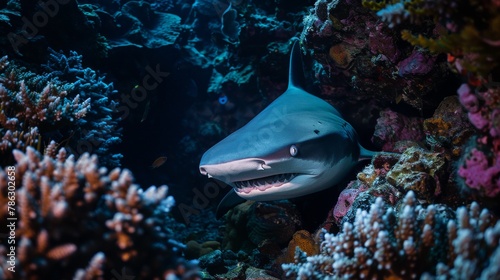 Reef shark navigating a vib...