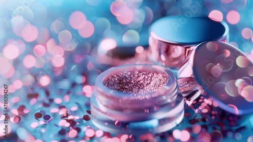 A beauty fashion bokeh background for displaying cosmetics in 3D. Top view.