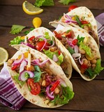 Mexican Tacos With Meat Beans Salsa