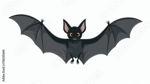 Friendly bat flying with its big wings in outlines