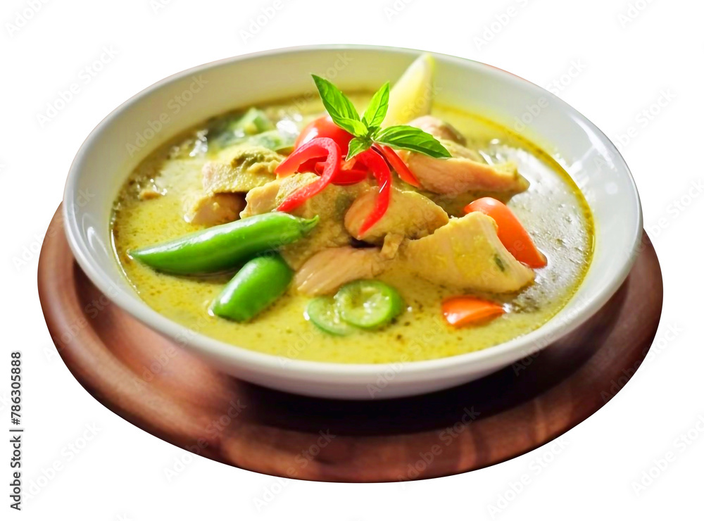Green curry, chicken, spicy, delicious, appetizing, Thai food, Asian food, isolated background. Green curry, chicken, spicy, delicious, appetizing, Thai food, Asian food, isolated background.