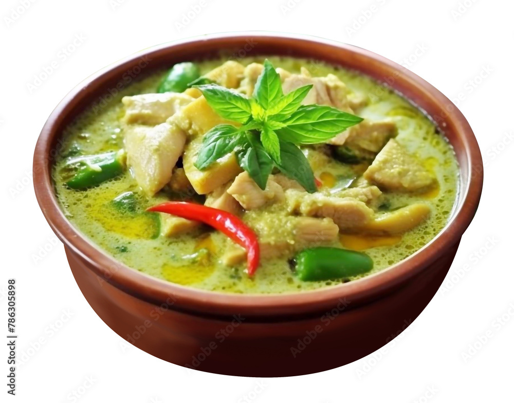 Green curry, chicken, spicy, delicious, appetizing, Thai food, Asian food, isolated background. Green curry, chicken, spicy, delicious, appetizing, Thai food, Asian food, isolated background.