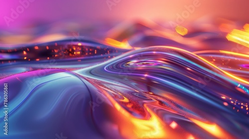 A 3D render of light emitter glass with an iridescent holographic vibrant gradient wave texture. This could be used as a banner, a background, as wallpaper, as a header, a poster, or a cover.