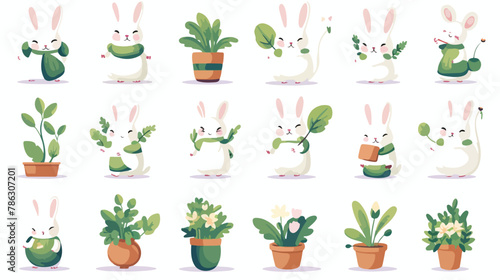 Gardening Rabbit with Plants Nature Lover Animal vector © Tech