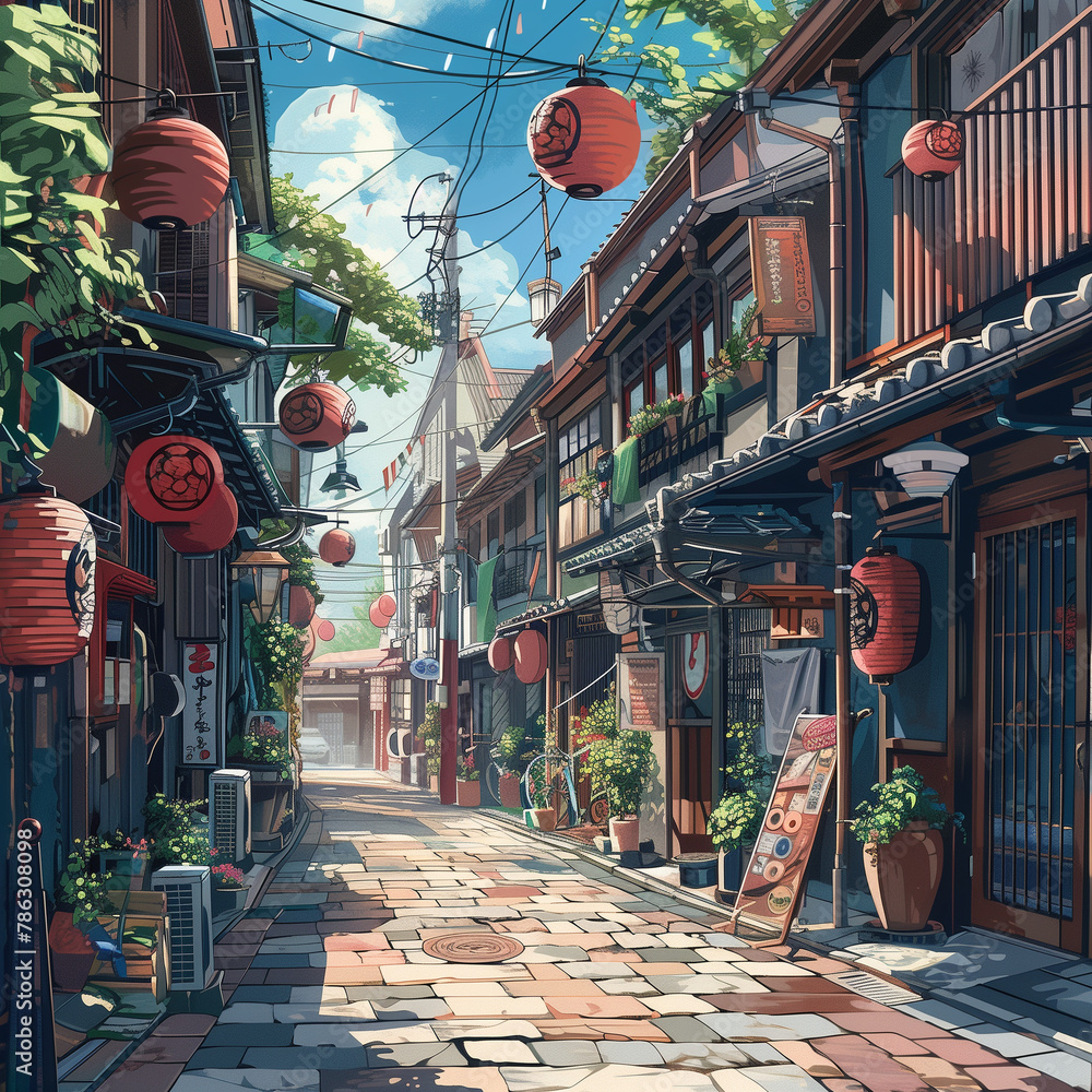 Anime Style Cute Japanese Street Colorful