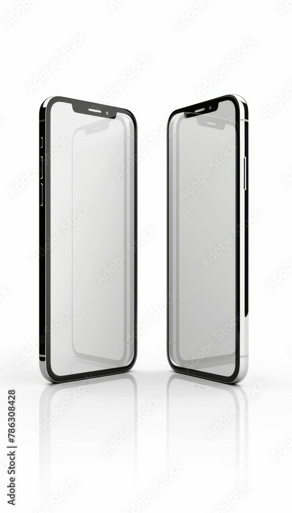A sleek modern smartphone template showcasing a blank, frameless screen on a simple white background A sleek modern smartphone template showcasing a blank, frameless screen on a simple white background