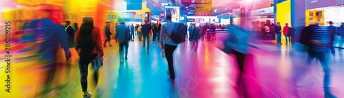 trade event hall, where the blur of activities, brands, and consumer interactions form,