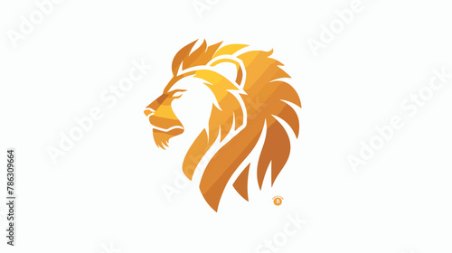 Gold lion illustration logo design flat vector isolated