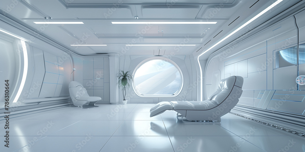 Obraz premium Sci fi futuristic interior