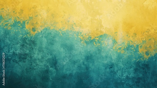 Background with grainy texture in turquoise and yellow gradient photo