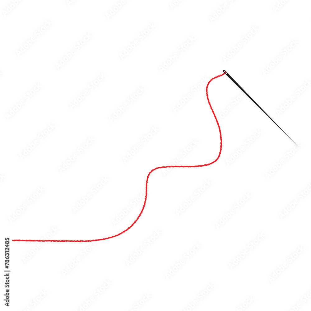 Sewing needle with a long red thread.Vector needle icon on a white background.Vector illustration. eps10 Sewing needle with a long red thread.Vector needle icon on a white background.Vector illustration. eps10