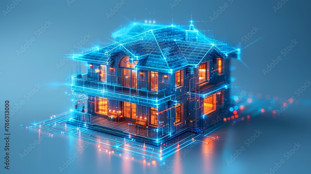 IOT home concept. Building a smart home. Internet of things in a smart ...
