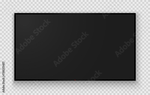 Realistic TV screen PNG. Modern stylish LED LCD panel. Large computer monitor display mockup. Blank TV template. Vector illustration of a plasma TV monitor on a transparent background.