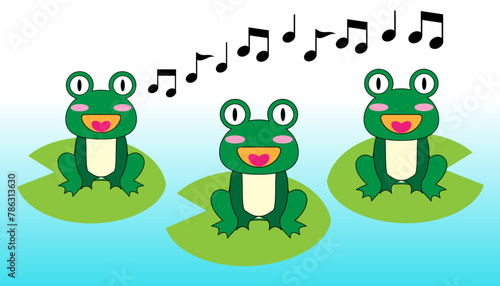 Illustration of a chorus of frogs