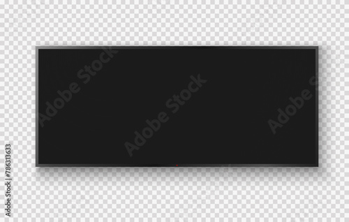 Realistic TV screen PNG. Modern stylish LED LCD panel. Large computer monitor display mockup. Blank TV template. Vector illustration of a plasma TV monitor on a transparent background.
