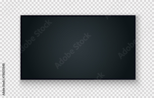 Realistic TV screen PNG. Modern stylish LED LCD panel. Large computer monitor display mockup. Blank TV template. Vector illustration of a plasma TV monitor on a transparent background.