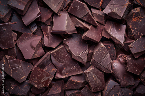 pieces of chocolate, top view background