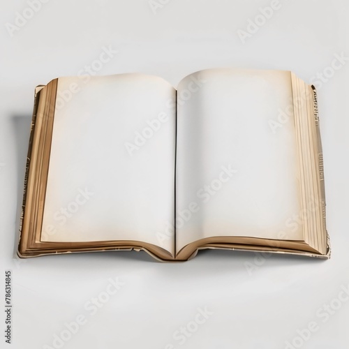 Open book with blank pages isolated on white background. 3d illustration