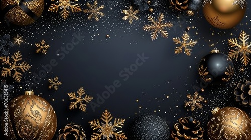 Illustration of christmas background with christmas ball star snowflake confetti gold colors and lace for text for 2018 2019 2020