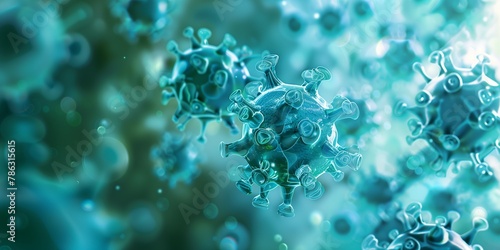 A close up of a virus with a blue background